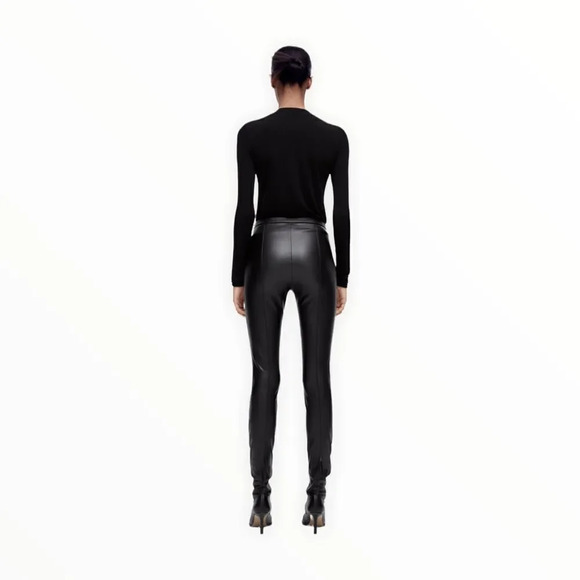 ZARA | Black | FAUX LEATHER LEGGINGS - Picture 6 of 10